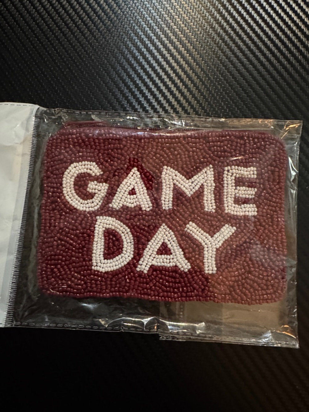 Beaded GAME DAY Wristlet Wallet - Burgundy